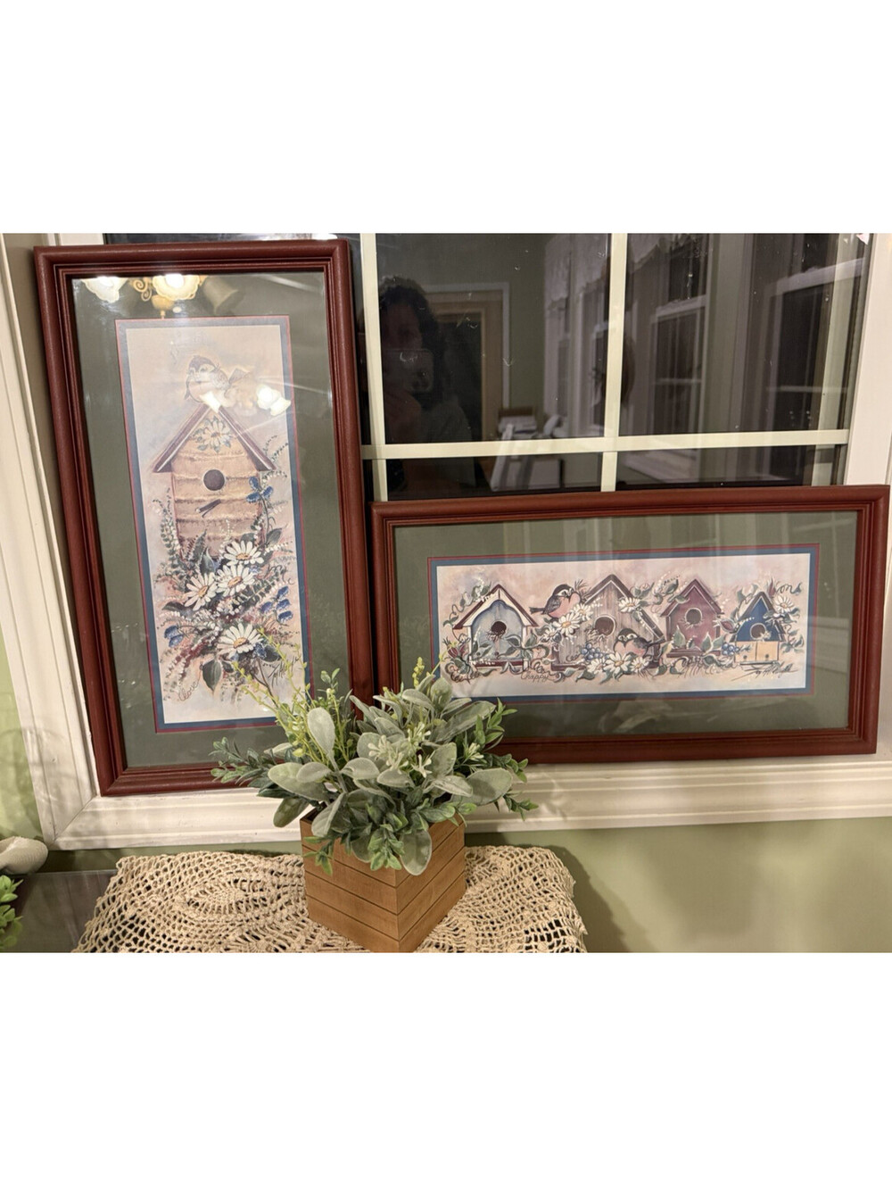 Set of vintage Homco Home Interiors Birdhouses Bluebird Flowers framed prints